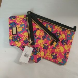 NWT Betsey Johnson Skull Royalty Set 3 Makeup Bags